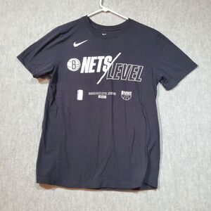 Brooklyn Nets Shirt Mens Small Black Nike Swoosh Logo NBA Basketball Sports Tee
